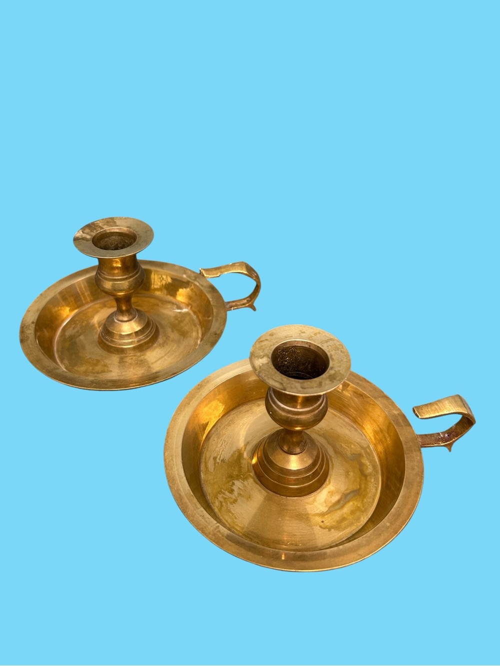 Vintage Solid Brass Chamberstick Candle Holder Set India